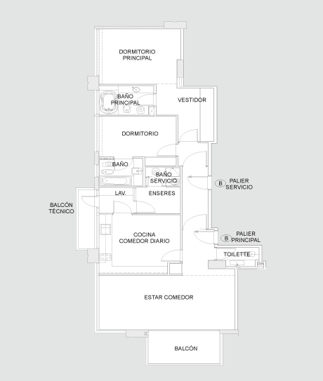 Planta piso 8 al 19 B